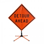 Roll Up Sign & Stand - 48 Inch Reflective Detour Ahead Roll Up Traffic Sign